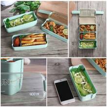 900ml Bento Box For Adults Kids 3 Stackable Meal Box Leak-Proof Bento Meal Box Portable Meal Food Container Reusable Healthy Plastic Food Storage Box Dishwasher Microwave Safe - 綠色 - 查看 6