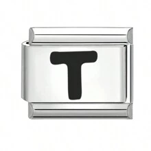 1入組信件傳統經典款模塊魅力手鐲,手工鏈接diy製作復古配飾 - 黑色 - 查看 11