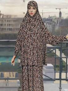1 chiếc áo Abaya dài rộng có mũ trùm đầu và khăn trùm đầu dành cho nữ, thích hợp cho việc cầu nguyện, thể thao trong nhà/ngoài trời, khăn che mặt mềm mại cho nữ, phụ kiện cần thiết cho kỳ nghỉ và du lịch. - Nhiều màu - Xem 3