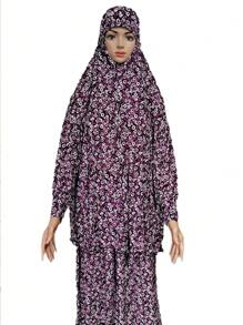 1 chiếc áo Abaya dài rộng có mũ trùm đầu và khăn trùm đầu dành cho nữ, thích hợp cho việc cầu nguyện, thể thao trong nhà/ngoài trời, khăn che mặt mềm mại cho nữ, phụ kiện cần thiết cho kỳ nghỉ và du lịch. - Nhiều màu - Xem 4