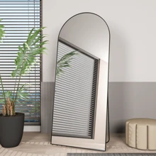 CASSILANDO Full Length Mirror 65"*24" Floor Mirror, Standing Mirror Smooth Arched Top Mirror, Large Arched Mirror, Bedroom Living Room Wall Mirror, Black,Gold - 黑色 - 查看 3