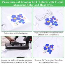 9 Piezas Regla Para Camisetas Con Guía Para El Centro De Vinilo, Regla De Pvc Transparente Con Cuello En V / Redondo Para Alineación, Prensado En Caliente, Tamaños Para Niños, Jóvenes Y Adultos, Medidas Delanteras Y Traseras - Rosa - Ver 6