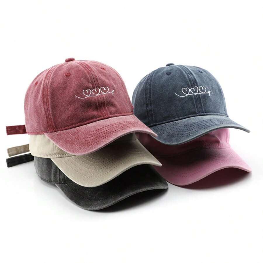 Gorro de béisbol vintage bordado con aspecto desgastado para mujeres/hombres, gorro de béisbol de protección solar para exteriores de primavera/otoño para la calle - multicolor - Ver 1