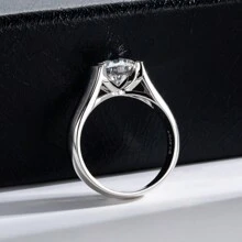 Anillo Solitario De Moissanita Para Mujer, Joyería Nupcial De Compromiso Y Boda - Blanco - Ver 8
