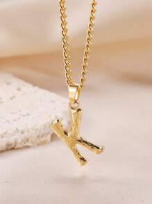 FEEL STYLE 1入組時尚不銹鋼 26 個字母吊墜項鍊男式女式