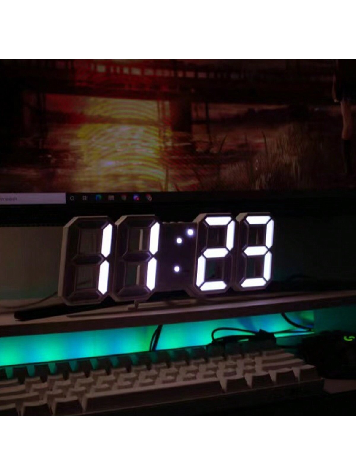 ساعة حائط/طاولة رقمية ثلاثية الأبعاد 1 قطعة، ذكية...