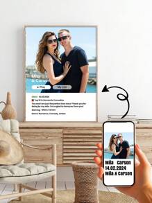 1 Tranh in trên vải canvas theo yêu cầu, tranh trang trí tường kỷ niệm cá nhân hóa, quà tặng tình yêu, không khung (có nền đen hoặc trắng), khung tùy chọn. - Nhiều màu - Xem 6