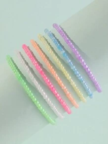 7pcs/Set Girls' Mixed Color Rice Bead Bracelet Set, Suitable For Daily Decoration - Multicolor - View 1