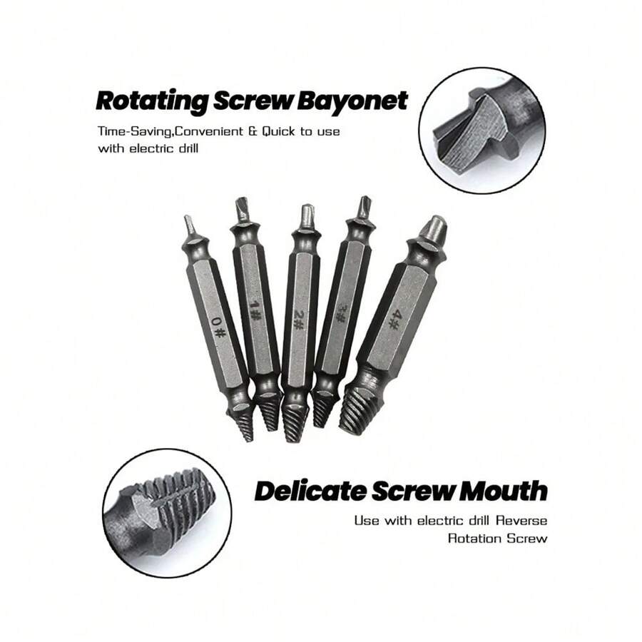 6pcs DoubleEnded Screw Extractor Set, Damaged Bolt Drill Bits Remover