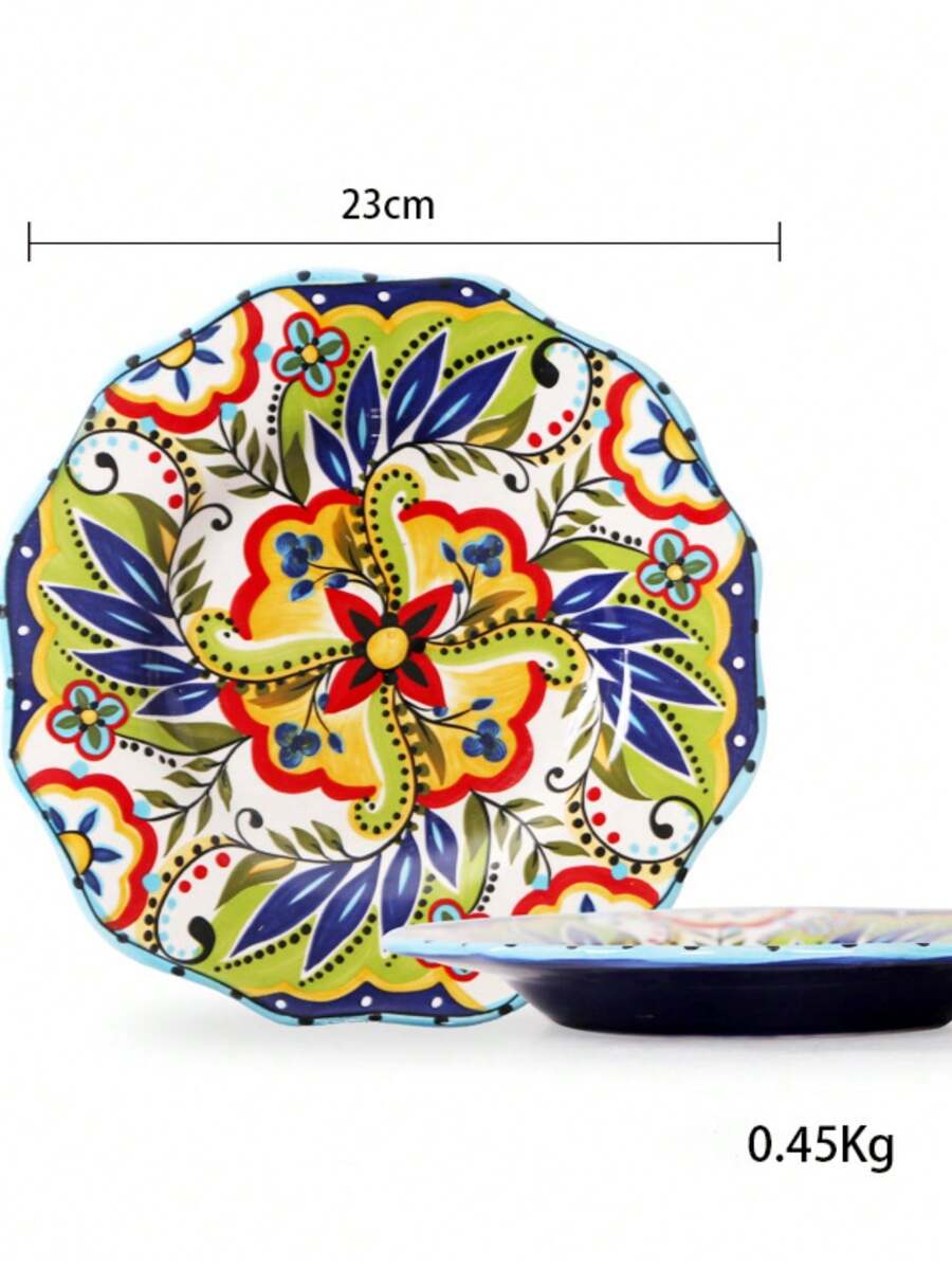 Creative Master Blue Polkacolor European HandPainted Bowl, Steak Plate