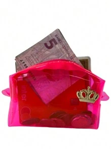 Bolsinha Feminina Porta Moedas Dinheiro Cartão Documento Gloss Transparente CRISTAL