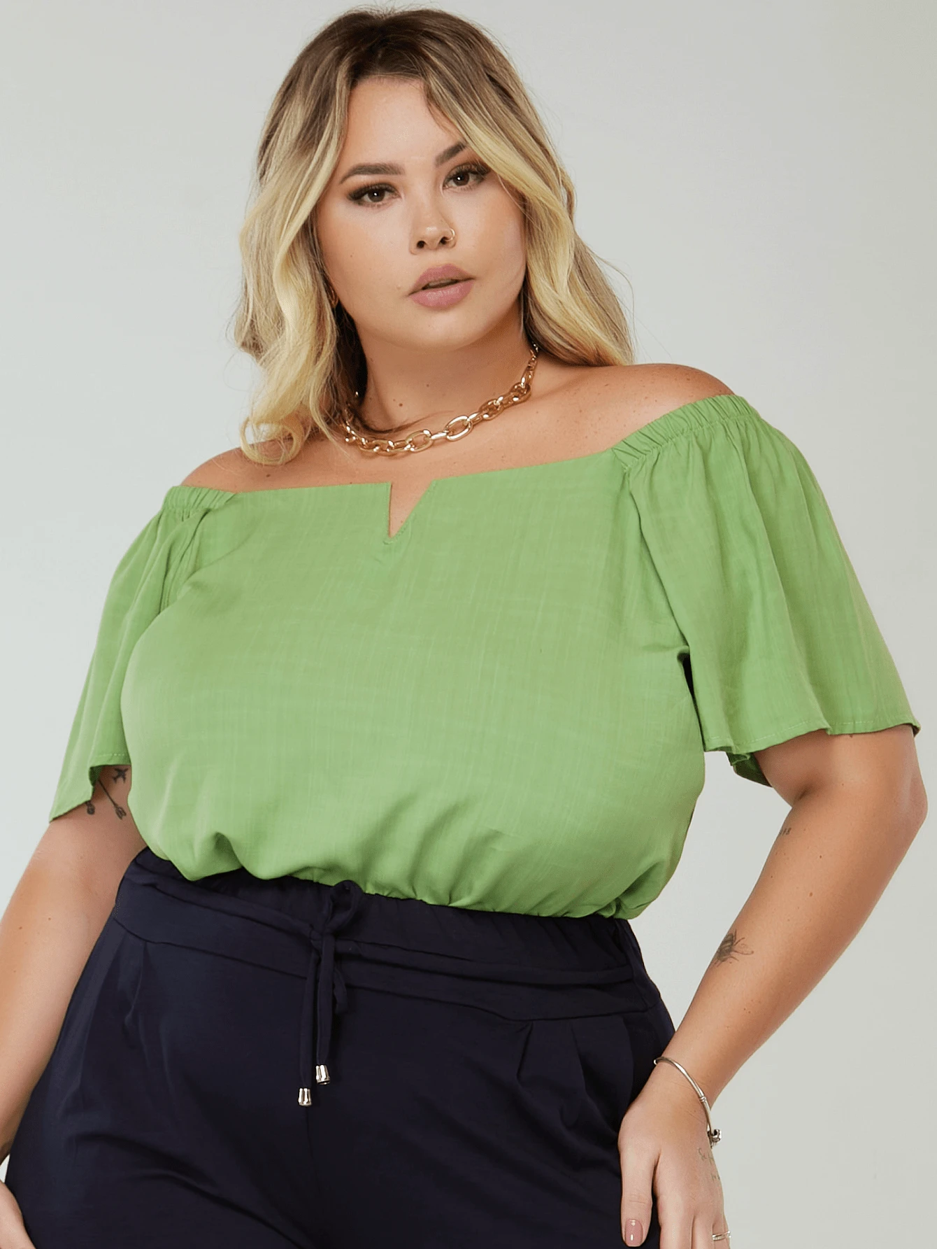 Plus Size Blouses - Pistachio - View 1