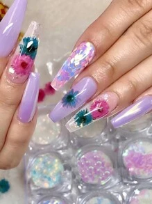 140pcs/Pack Miniature Dried Flower In Various Colors, Diy Jewelry, Earring, Crystal, Glass Sphere And Resin Filler, Valentine Day, Gift Gifts Birthday Graduation