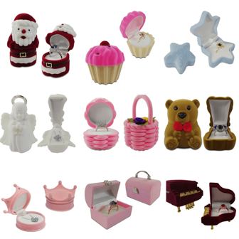 Creative Festival Gift Box Velvet Jewelry Packaging Case Mini Container Earrings Rings Storage Box Small Accessories Display Birthday Christmas Gift Packaging