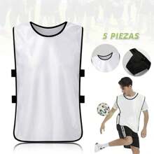 Pack 5 Casacas Chaleco Entrenamiento Deportivo Futbol - Blanco - Ver 1