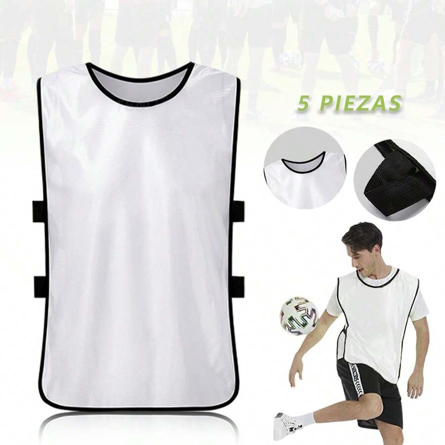 Pack 5 Casacas Chaleco Entrenamiento Deportivo Futbol - Blanco - Ver 1