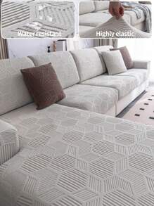 1入組防水提花彈性沙發套,現代風格防滑沙發套,適用於l型沙發和1 2 3 4座沙發,四季適用 - 淺灰色 - 查看 1