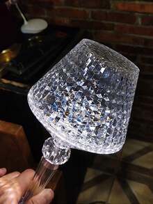 1pc Random Color & Style Elegant Wine Glass Crystal Table Lamp, Atmosphere Night Light, Bedside Lamp, Bedroom Lamp, Romantic Mood Light, Multicolor Light, Led, Rechargeable, Touch Switch & Remote Control Switch - Multicolor - View 3