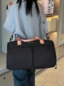 休闲干湿分离旅行行李袋，便携式大容量运动健身瑜伽单肩包，带独立鞋隔层，完美的旅行健身行李收纳袋，返校书包，旅行必需品，海滩旅行收纳袋，暑假旅行包，学校用品，学校用品 - 黑色 - 查看 8