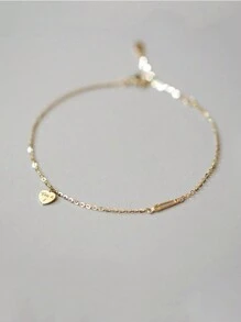 1只 S925 純銀心形和迴紋針形極簡手鍊，節日禮物