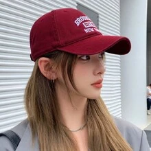 1 pièce Casquette de baseball à visière incurvée, design avec lettres brodées, convient pour une utilisation quotidienne au printemps et en été, style casual de rue