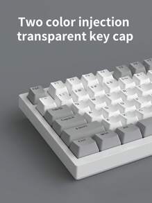 Ajazz Ak820 遊戲機械鍵盤82鍵限量版遊戲鍵盤,適用於個人電腦筆記本電腦,灰色和白色 - 白色 - 查看 5