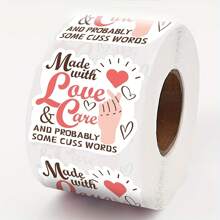 500pcs Handmade With Love & Care Small Business Stickers, Cute Design Thank You Stickers, For Online Retailer Mail Envelope, Package Label, Small Business Shipping Sticker - Hot Pink - View 1