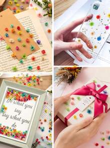 140pcs/Pack Miniature Dried Flower In Various Colors, Diy Jewelry, Earring, Crystal, Glass Sphere And Resin Filler, Valentine Day, Gift Gifts Birthday Graduation
