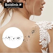 1 Kit Revolutionary Technology Tattoos, Semi-Permanent Tattoos, Stars, Solar System, Temporary Tattoos, Fake Tattoos, Water-Resistant, Authentic Tattoo Look, Plant-Based, Tattoo, C023 - Black - View 1