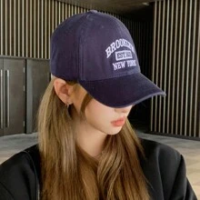 1 pièce Casquette de baseball à visière incurvée, design avec lettres brodées, convient pour une utilisation quotidienne au printemps et en été, style casual de rue