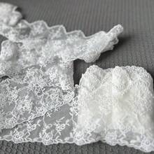 1碼白色花卉刺繡可溶性蕾絲邊裝飾蘿莉塔服飾,10cm寬 - 白色 - 查看 3