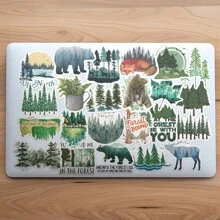 50pcs Green Forest Theme Stickers For Diy Laptop, Phone Case, Water Bottle, Waterproof Pvc Adhesive Decals With Creative Letter Design Back To School - Multicolor - View 6