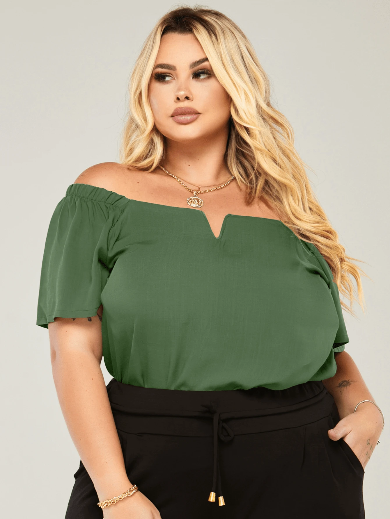 Plus Size Blouses - Green - View 1