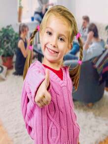 200 个/包混合颜色儿童可爱卡通弹力发带婴儿女孩可爱发圈橡皮筋儿童发饰套装仅展示袋，OPP 袋包装 - 彩色 - 查看 3