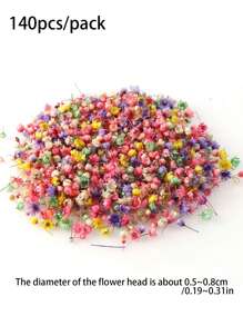 140pcs/Pack Miniature Dried Flower In Various Colors, Diy Jewelry, Earring, Crystal, Glass Sphere And Resin Filler, Valentine Day, Gift Gifts Birthday Graduation