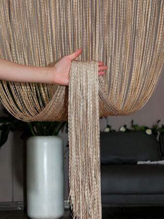 1片高級漸層銀線簾帶,流蘇設計,裝飾門窗窗簾