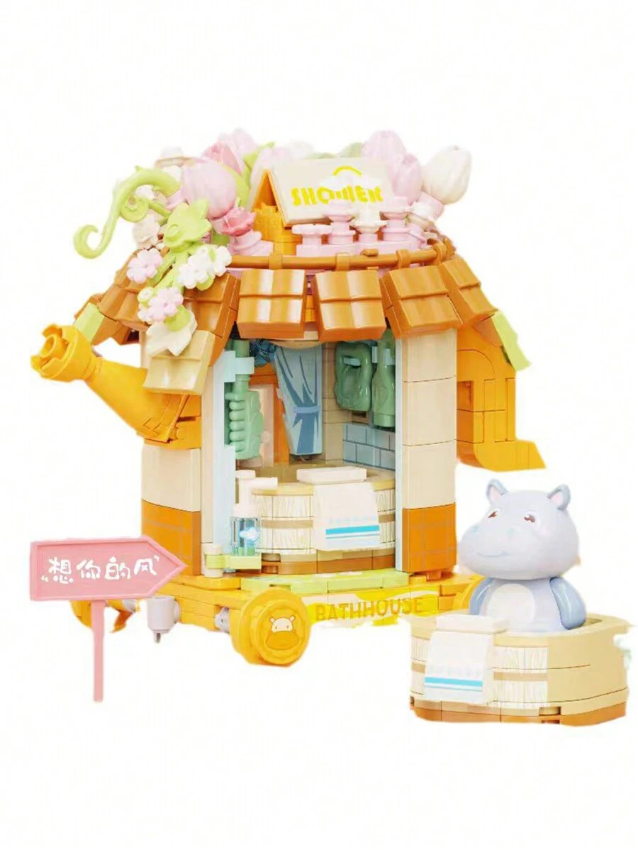 Hippo Cub Wish Train Block Adorno De Escritorio Creativo - Multicolor - Ver 1