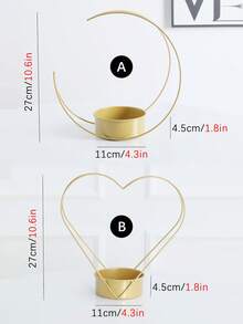 1 giỏ hoa hình trái tim/mặt trăng bằng sắt nghệ thuật, phong cách tối giản, giá nến đa năng trang trí cho phòng khách, ban công, phòng ăn, phòng ngủ, khách sạn, quán cà phê và cửa hàng tráng miệng, quà tặng tốt nhất - Vàng - Xem 8