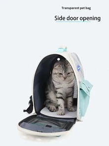 1pc Transparent Pet Carrier Backpack With Large Capacity For Cats, Dual Shoulder Straps - White - View 3