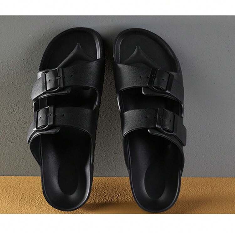 Women's Sandals  Adjustable EVA Flat Non-Slip Waterproof Sandals Comfortable Double Buckle Slippers - Black - View 1