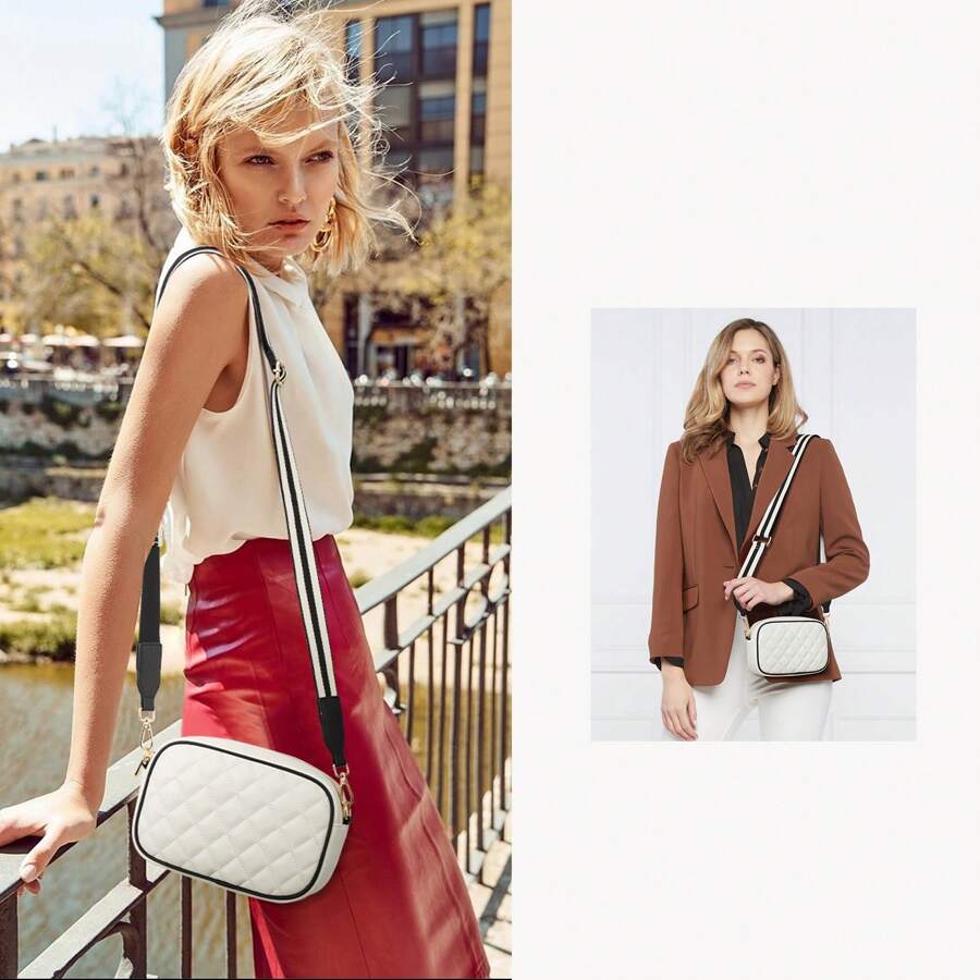 BOSTANTEN Crossbody Bags Leather Shoulder Handbags For Women - 黑與白 - 查看 1