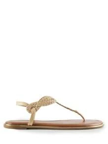 Women's Fashion Sandals, Dressy Summer Bohemian T-Strap Comfortable Summer Flats Sandals For Vacation - 杏色 - 查看 3