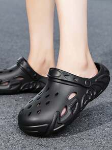 2024年新男士鏤空拖鞋,防滑室內家用淋浴涼鞋洗澡,戶外沙灘鞋 - 黑色 - 查看 4