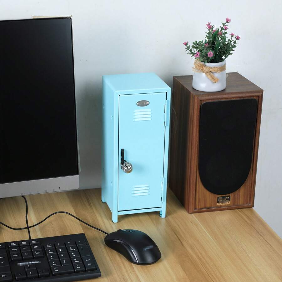 Mini Locker With Lock & Keys, Metal Small Locker For Desktop Lockbox ...