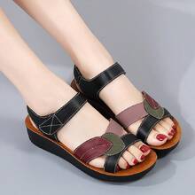 Mùa hè giản dị Lady Dép phẳng , Đơn giản Hoa văn lá , Giày dép NỮ - màu đen - Xem 4