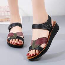 Mùa hè giản dị Lady Dép phẳng , Đơn giản Hoa văn lá , Giày dép NỮ - màu đen - Xem 2