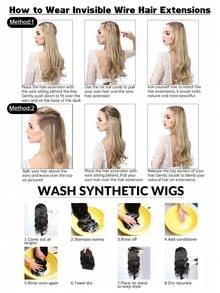 Hair Extensions 24 Inch Invisible Wire Long Wavy Brown Hair Extensions For Women Adjustable Size Hairpiece 2 Clips In Hair Extension 2 Invisible Wire - Brown - View 8