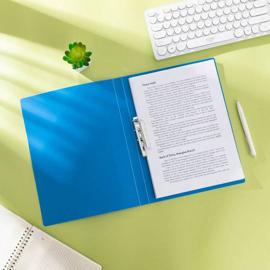 Carpeta A4 Con Clips Dobles Resistentes Para Archivar, Organizar Y Fijar Documentos, Multifuncional Con Múltiples Capas Para Uso En La Oficina Y Por Estudiantes - Azul - Ver 1