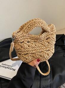 2024 New Fashion Woven Rope Hollow Out Shoulder Bag For Summer Vacation Beach Handbag For Women, Summer Essentials, Perfect For Vacation & Holiday