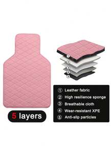 4pcs Car Foot Mat Waterproof PU Leather General Purpose Car Foot Mat, Simple Design Of Men's And Women's Car Carpet Accessories Interior - Pink - View 4